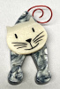 BB165 Marie Pavone pearly grey Galalith cat brooch pin